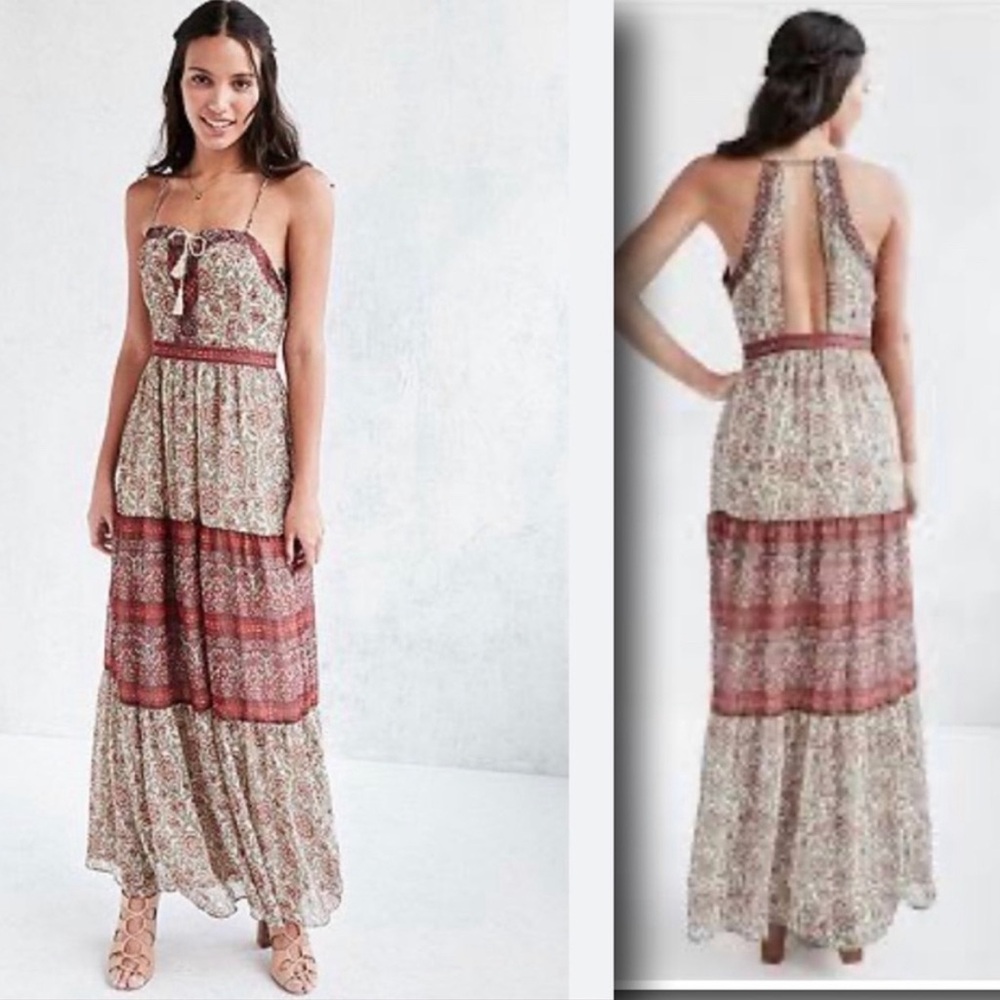 Urban Outfitters Ecote Lace Up Boho Maxi Dress Size 2